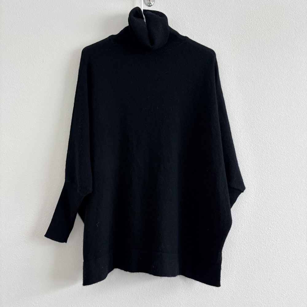 Joie Wool Turtleneck Sweater Womens X Small Black Oversized Stretch Cashmere